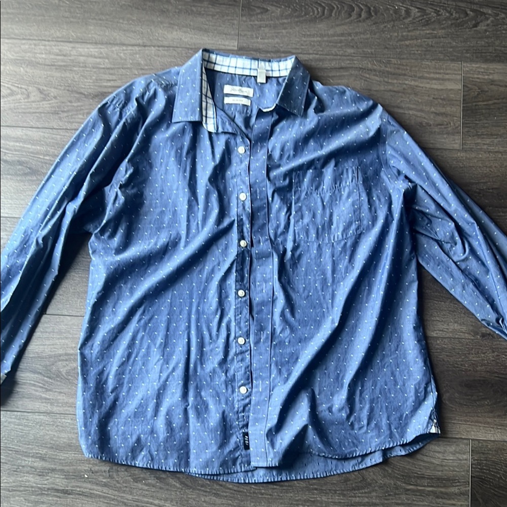Men's Van Heusen slim fit Blue Button-Up Shirt XXL 18-18.5